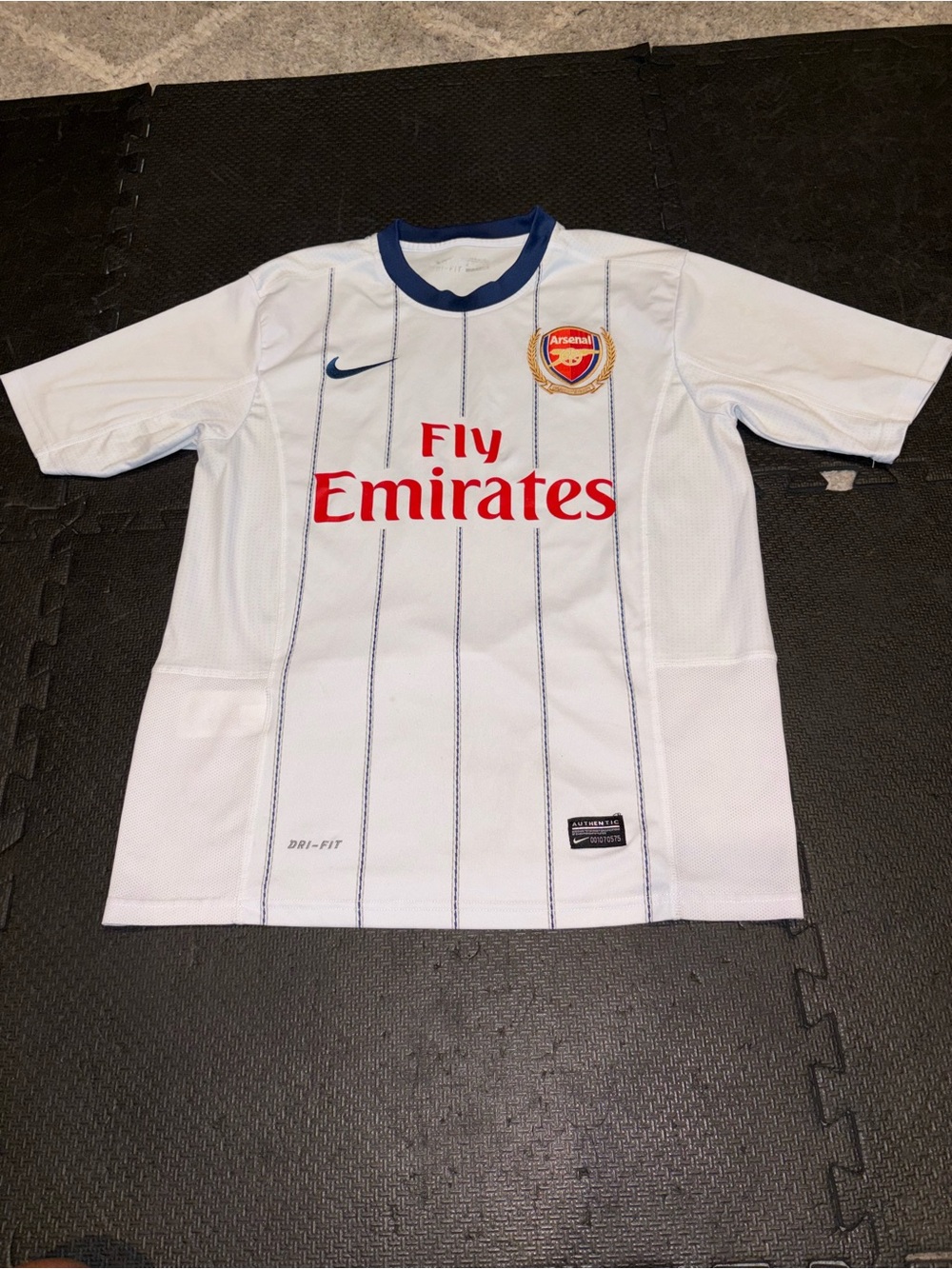 Nike Arsenal Fly Emirates Dri-FIT Soccer Jersey White Blue Red Gold #15 Med